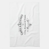 ヴィンテージのフランスのなタイポグラフィのカフェとマメ科植物 キッチンタオル (縦)