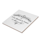 ヴィンテージのフランスのなタイポグラフィのカフェとマメ科植物 タイル (側面)