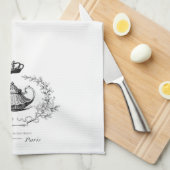 ヴィンテージのフランスのなティーポットのふきん キッチンタオル (四つ折り)