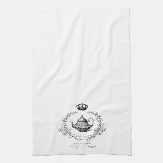 ヴィンテージのフランスのなティーポットのふきん キッチンタオル (縦)
