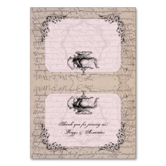 ヴィンテージのフランスのなティーポットの座席表 テーブルナンバー (正面)