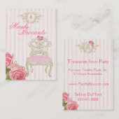 ヴィンテージのフランスのなバラの椅子のアンティークの名刺 名刺 (正面/裏面)