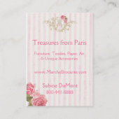 ヴィンテージのフランスのなバラの椅子のアンティークの名刺 名刺 (裏面)