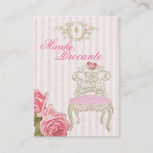 ヴィンテージのフランスのなバラの椅子のアンティークの名刺 名刺 (正面)