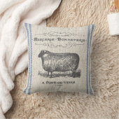 ヴィンテージのフランスのなヒツジのフェイクなリネン枕 クッション (ブランケット)