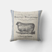 ヴィンテージのフランスのなヒツジのフェイクなリネン枕 クッション (裏面)