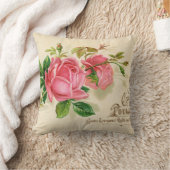 ヴィンテージのフランスのな公表のガーリーで赤いバラ クッション (ブランケット)