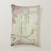 ヴィンテージのフランスのな原稿のシックなピンクの花のコラージュ アクセントクッション (裏面(縦))