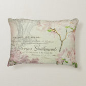 ヴィンテージのフランスのな原稿のシックなピンクの花のコラージュ アクセントクッション (裏面)