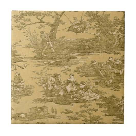 ヴィンテージのフランスのな国のバターセラミックタイル タイル (正面)