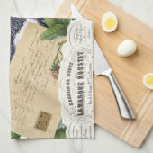 ヴィンテージのフランスのな国の台所鶏のコラージュ キッチンタオル (四つ折り)