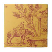 ヴィンテージのフランスのな国の馬のセラミックタイル タイル (正面)