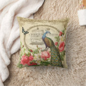 ヴィンテージのフランスのな孔雀の枕 クッション (ブランケット)