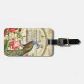 ヴィンテージのフランスのな孔雀の荷物のラベル ラゲッジタグ (正面横)