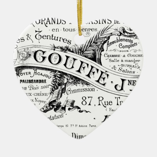 ヴィンテージのフランスのな広告のタイポグラフィ セラミックオーナメント (正面)