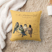 ヴィンテージのフランスのな手紙および鳥 クッション (ブランケット)