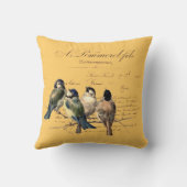 ヴィンテージのフランスのな手紙および鳥 クッション (裏面)