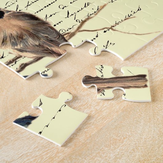 ヴィンテージのフランスのな手紙および鳥 ジグソーパズル (側面)