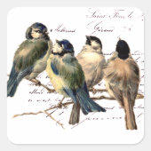 ヴィンテージのフランスのな手紙および鳥 スクエアシール (正面)
