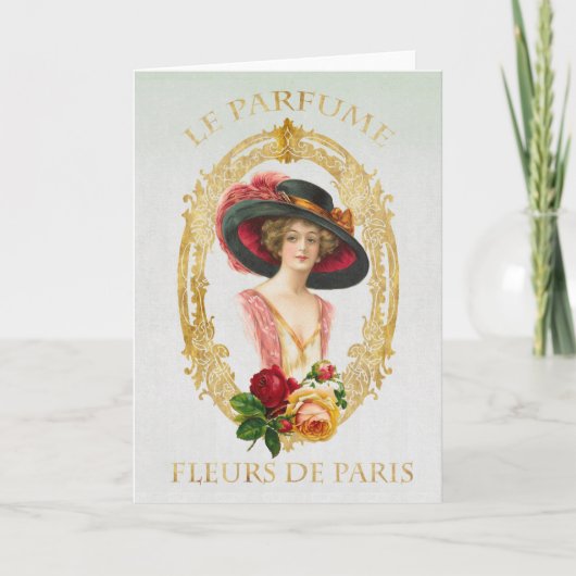 ヴィンテージのフランスのな挨拶状 カード (正面)