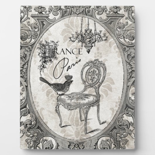 ヴィンテージのフランスのな椅子のプラク フォトプラーク (正面)