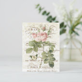 ヴィンテージのフランスのな植物のばら色の郵便はがき ポストカード (スタンド正面)