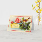 ヴィンテージのフランスのな母誕生日の挨拶状 カード (黄色い花)