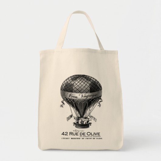 ヴィンテージのフランスのな熱気の気球のトート トートバッグ (正面)