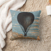 ヴィンテージのフランスのな熱気の気球広告 クッション (ブランケット)