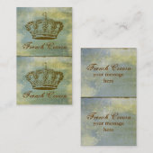 ヴィンテージのフランスのな王冠の青い小型名刺かラベル 名刺 (正面/裏面)