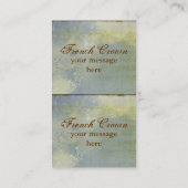 ヴィンテージのフランスのな王冠の青い小型名刺かラベル 名刺 (裏面)