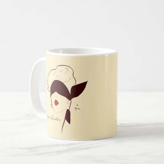 ヴィンテージのフランスのな目隠しされた女性ルネGruauタン コーヒーマグカップ (正面左)