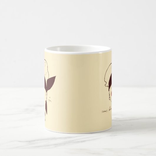 ヴィンテージのフランスのな目隠しされた女性ルネGruauタン コーヒーマグカップ (中央)