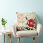 ヴィンテージのフランスのな短命なもののバラの蝶コラージュ クッション (椅子)
