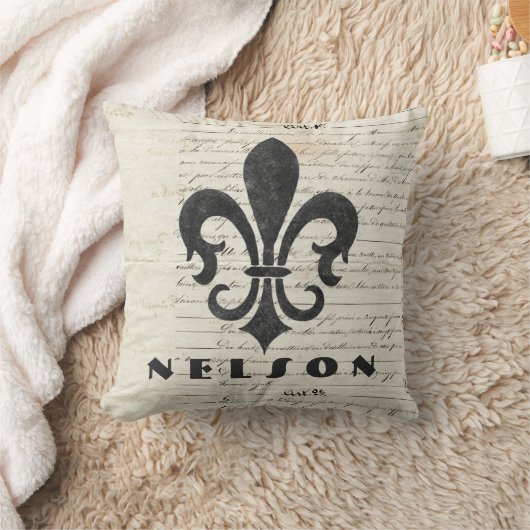 ヴィンテージのフランスのな短命なものの（紋章の）フラ・ダ・リの名前をカスタムする クッション (ブランケット)