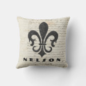 ヴィンテージのフランスのな短命なものの（紋章の）フラ・ダ・リの名前をカスタムする クッション (裏面)