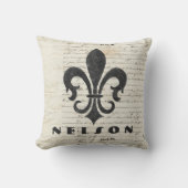 ヴィンテージのフランスのな短命なものの（紋章の）フラ・ダ・リの名前をカスタムする クッション (正面)
