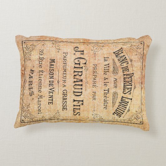 ヴィンテージのフランスのな美しいのラベル アクセントクッション (裏面)