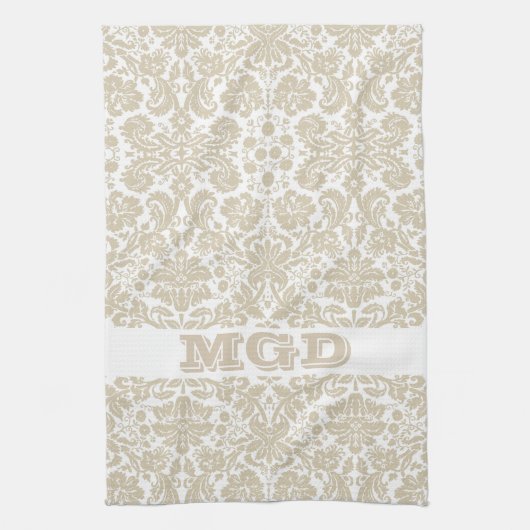 ヴィンテージのフランスのな花のアールヌーボーパターン キッチンタオル (縦)