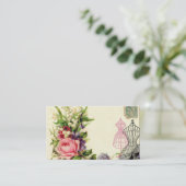 ヴィンテージのフランスのな花柄のドレスは名刺を形作ります 名刺 (スタンド正面)