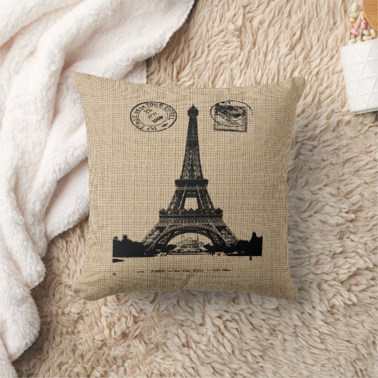 ヴィンテージのフランスのな郵便はがきの枕 クッション (ブランケット)