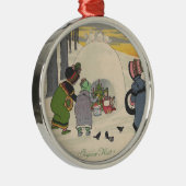 ヴィンテージのフランスのな雪の女の子のクリスマスのオーナメント メタルオーナメント (右)