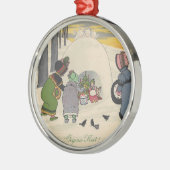ヴィンテージのフランスのな雪の女の子のクリスマスのオーナメント メタルオーナメント (左)