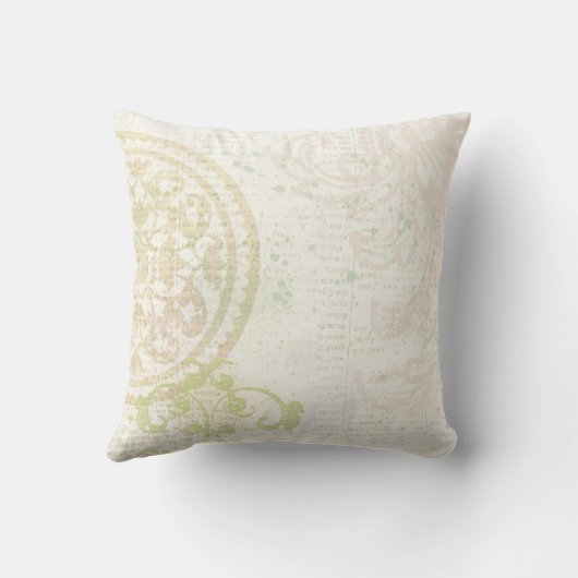 ヴィンテージのフランスのな鳥および鳥かごの枕 クッション (裏面)