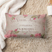 ヴィンテージのフランスのなshabbychicローズピンクの花柄 ランバークッション (ブランケット)