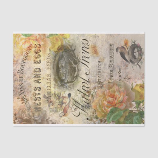 ヴィンテージのフランスのはEphemera Decopage Tissues 薄葉紙 (正面)