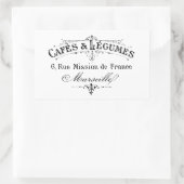 ヴィンテージのフランスのタイポグラフィのカフェet legumes 長方形シール (バッグ)