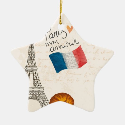 ヴィンテージのフランスパリエッフェル塔 セラミックオーナメント (正面)