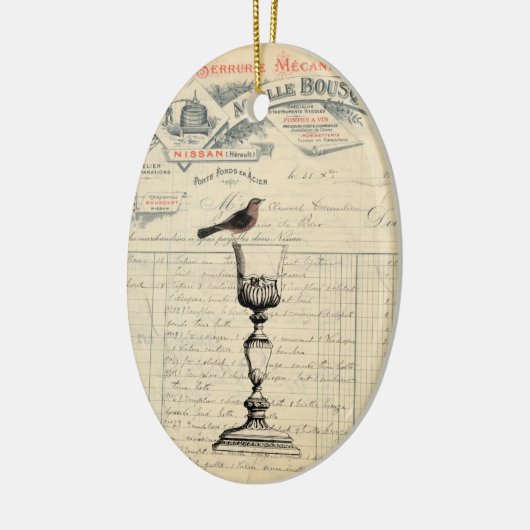ヴィンテージのフランスワインのテーマのオーナメント セラミックオーナメント (左)