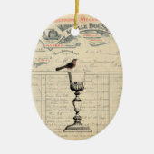 ヴィンテージのフランスワインのテーマのオーナメント セラミックオーナメント (正面)